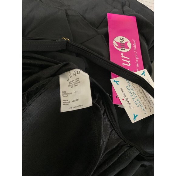 FIT 4U New Hip Hider Black Tiered Ruffle Swimsuit Romper size 12 - Picture 8 of 14